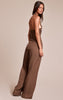 Woven Halterneck Trim Wide Leg Jumpsuit