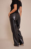 Petite Black Straight Leg Faux Leather Trousers