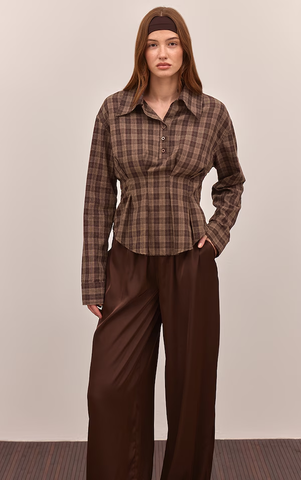 Pleated Cinched Waist Shirt