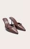 Point Toe Bow Mid Stiletto Court Mules