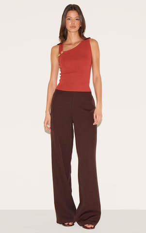 Asymmetric Fine Knit Neckline Top