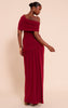 Double Layer Slinky Bardot One Shoulder Ruched Maxi Dress