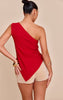 Asymmetric One Shoulder Trim Detail Long Top