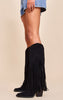 Faux Suede Fringed Knee High Boots