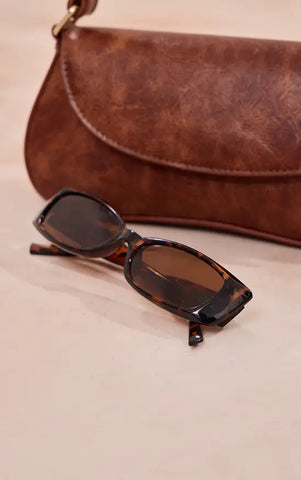 Tortoiseshell Cat Eye Slim Sunglasses