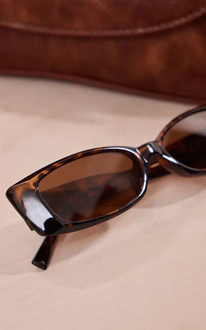 Tortoiseshell Cat Eye Slim Sunglasses