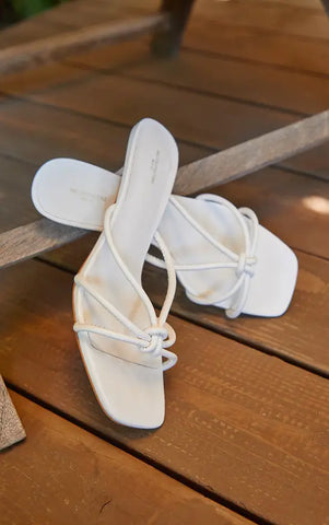 Pu Wide Fit Square Toe Knotted Heeled Mules