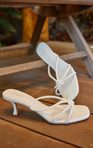 Pu Wide Fit Square Toe Knotted Heeled Mules