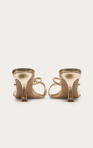 Pu Wide Fit Square Toe Knotted Heeled Mules