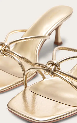 Pu Wide Fit Square Toe Knotted Heeled Mules
