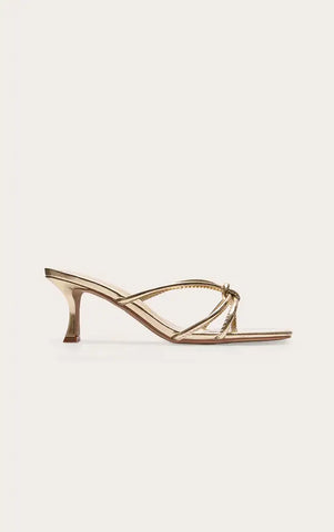 Pu Wide Fit Square Toe Knotted Heeled Mules
