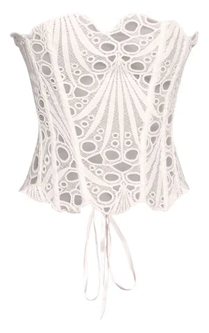 Black Textured Sheer Floral Lace Corset