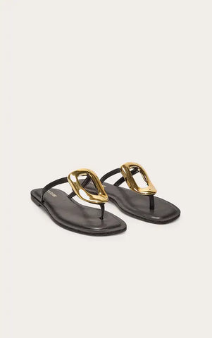 Toe Thong Trim Detail Resin Sole Flat Sandals