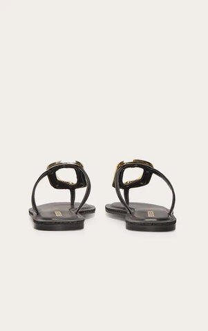 Toe Thong Trim Detail Resin Sole Flat Sandals