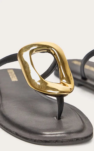 Toe Thong Trim Detail Resin Sole Flat Sandals