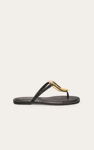 Toe Thong Trim Detail Resin Sole Flat Sandals