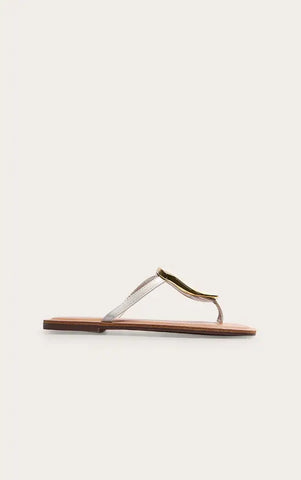 Toe Thong Trim Detail Resin Sole Flat Sandals