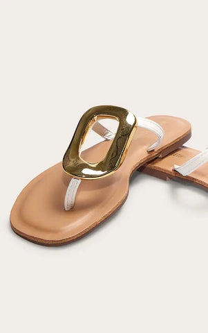Toe Thong Trim Detail Resin Sole Flat Sandals