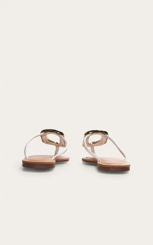 Toe Thong Trim Detail Resin Sole Flat Sandals