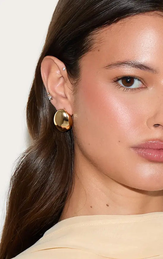 Gold Mini Pebble Stud Earring