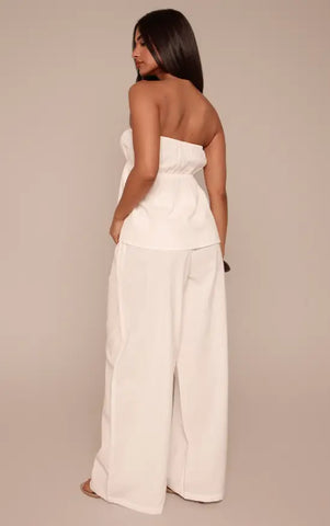 Linen Look Floaty Wide Leg Trousers Co-ord