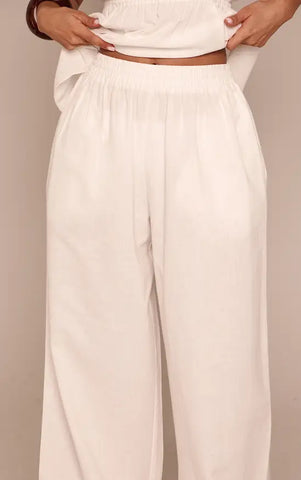 Linen Look Floaty Wide Leg Trousers Co-ord