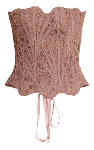 Black Textured Sheer Floral Lace Corset