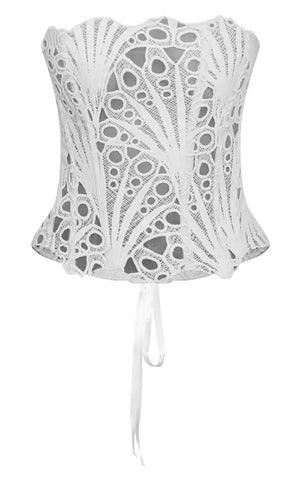 Black Textured Sheer Floral Lace Corset