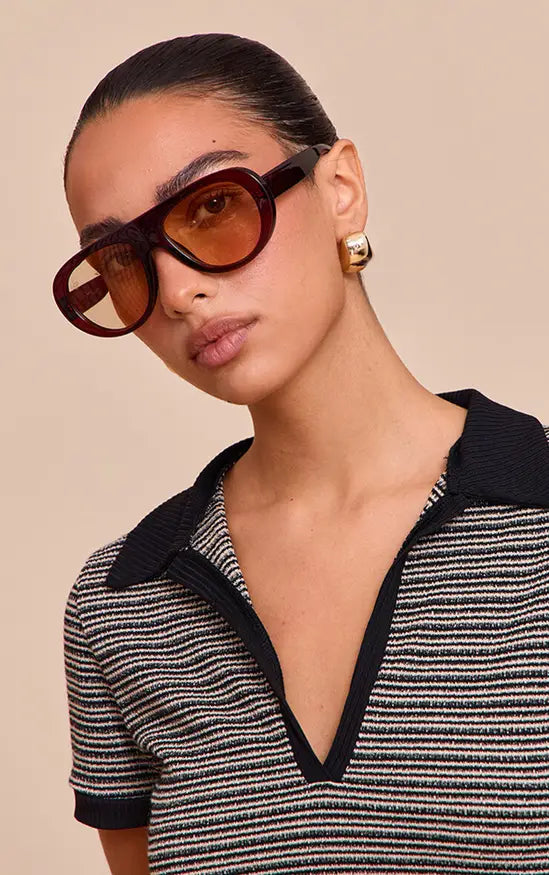 Brown Jeepers Peepers Round Aviator Chunky Sunglasses