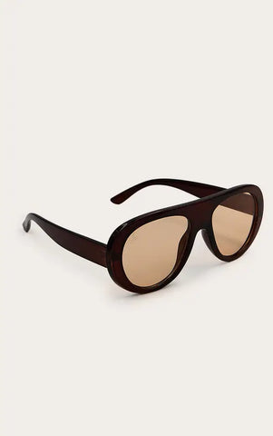 Brown Jeepers Peepers Round Aviator Chunky Sunglasses