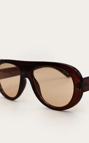 Brown Jeepers Peepers Round Aviator Chunky Sunglasses