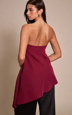 Linen Look Bandeau Asymmetric Hem Floaty Long Top