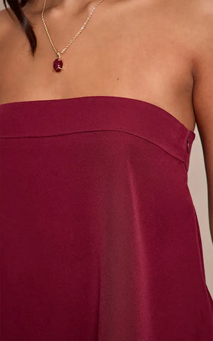 Linen Look Bandeau Asymmetric Hem Floaty Long Top