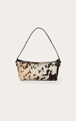 Brown Deer Print Real Leather Shoulder Bag
