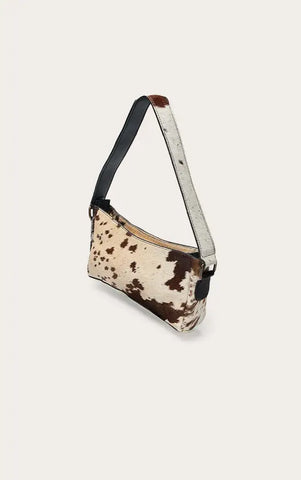 Brown Deer Print Real Leather Shoulder Bag