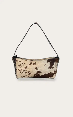 Brown Deer Print Real Leather Shoulder Bag