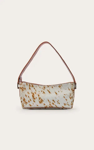 Brown Deer Print Real Leather Shoulder Bag