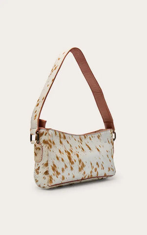 Brown Deer Print Real Leather Shoulder Bag