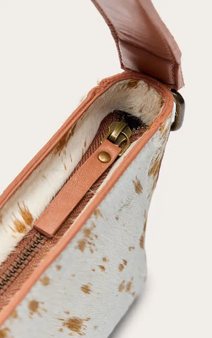 Brown Deer Print Real Leather Shoulder Bag