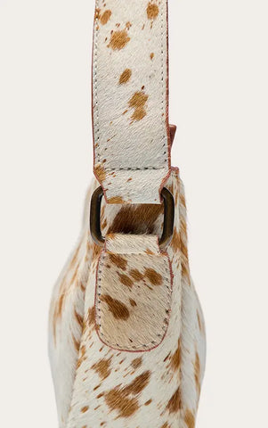 Brown Deer Print Real Leather Shoulder Bag