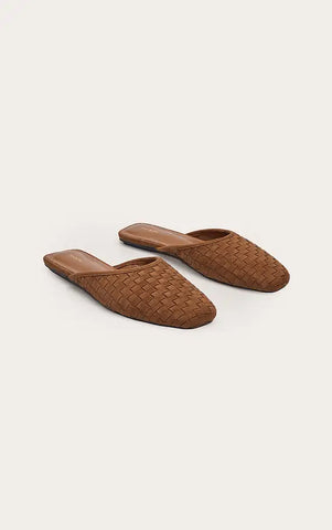 Brown Braided Mule Ballet Flats