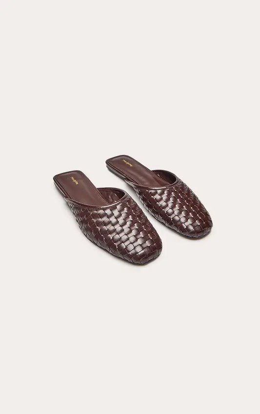 Brown Braided Mule Ballet Flats