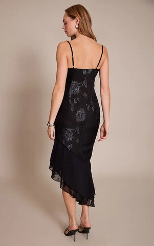 Chiffon Floral Detail Midaxi Dress