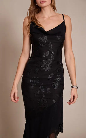 Chiffon Floral Detail Midaxi Dress