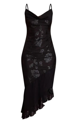 Chiffon Floral Detail Midaxi Dress