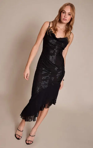 Chiffon Floral Detail Midaxi Dress