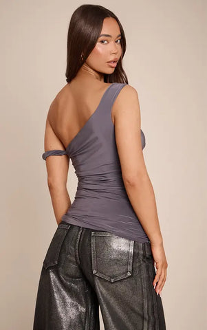 Double Layer Slinky Rope Detail Drapey Top