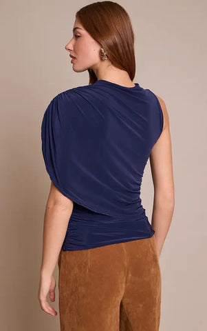Double Layer Slinky Cape Detail Long Top