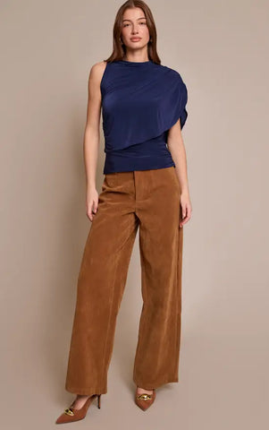 Double Layer Slinky Cape Detail Long Top