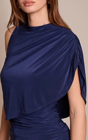Double Layer Slinky Cape Detail Long Top